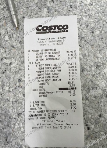 Costco wholesale payment check
